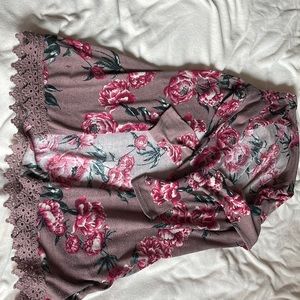 Charlotte Russe mauve and floral cardigan. Size XL